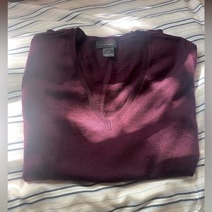 Club Monaco Maroon V-Neck Silk Sweater | Large | Excellent Condition